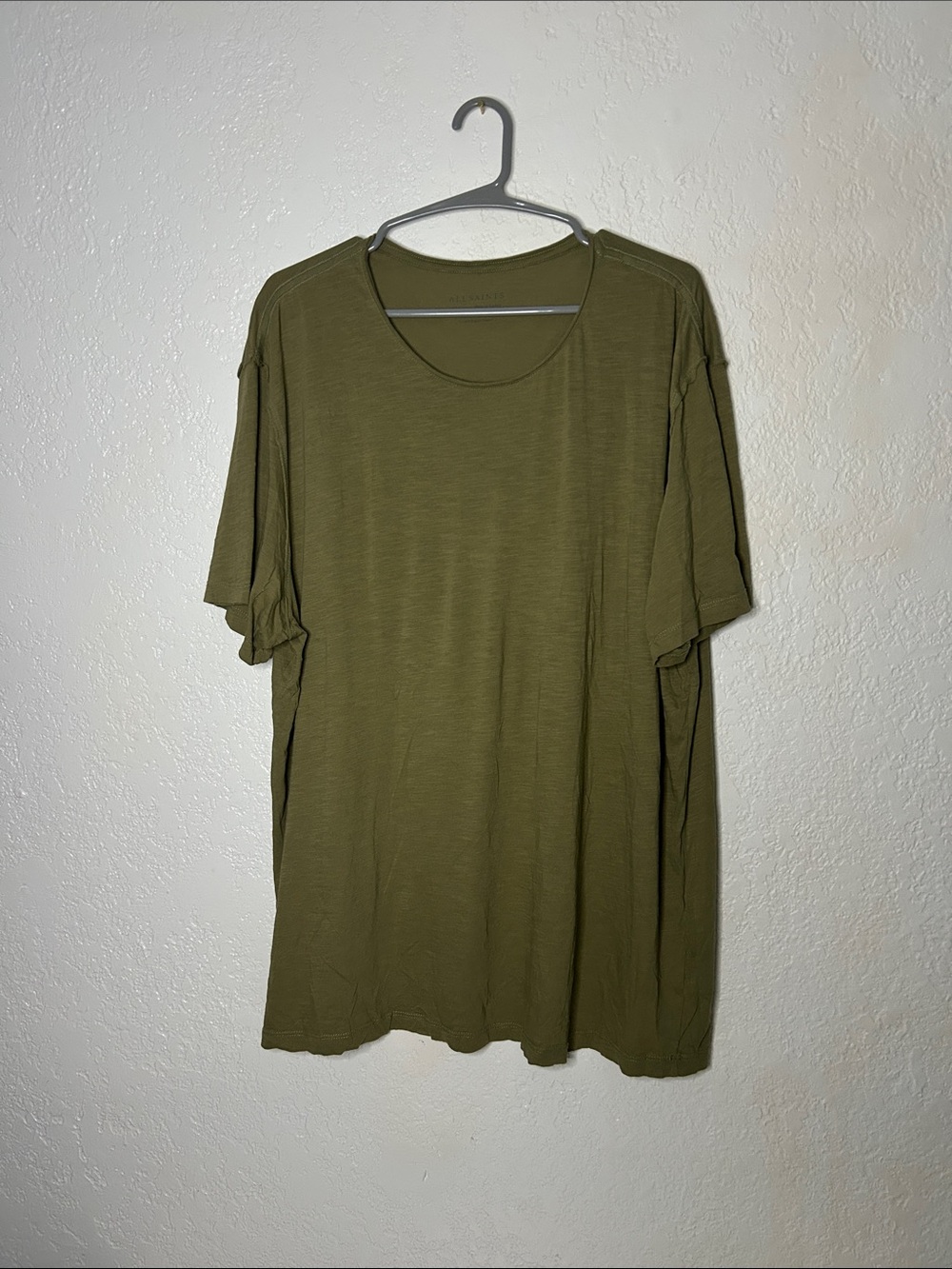 AllSaints Olive Green Short Sleeve Scoopneck Tee